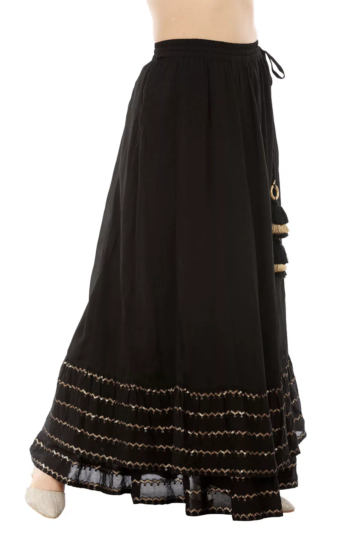 Solid Black Skirt For Women
