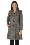Grey Checks Woolen Coat For Women