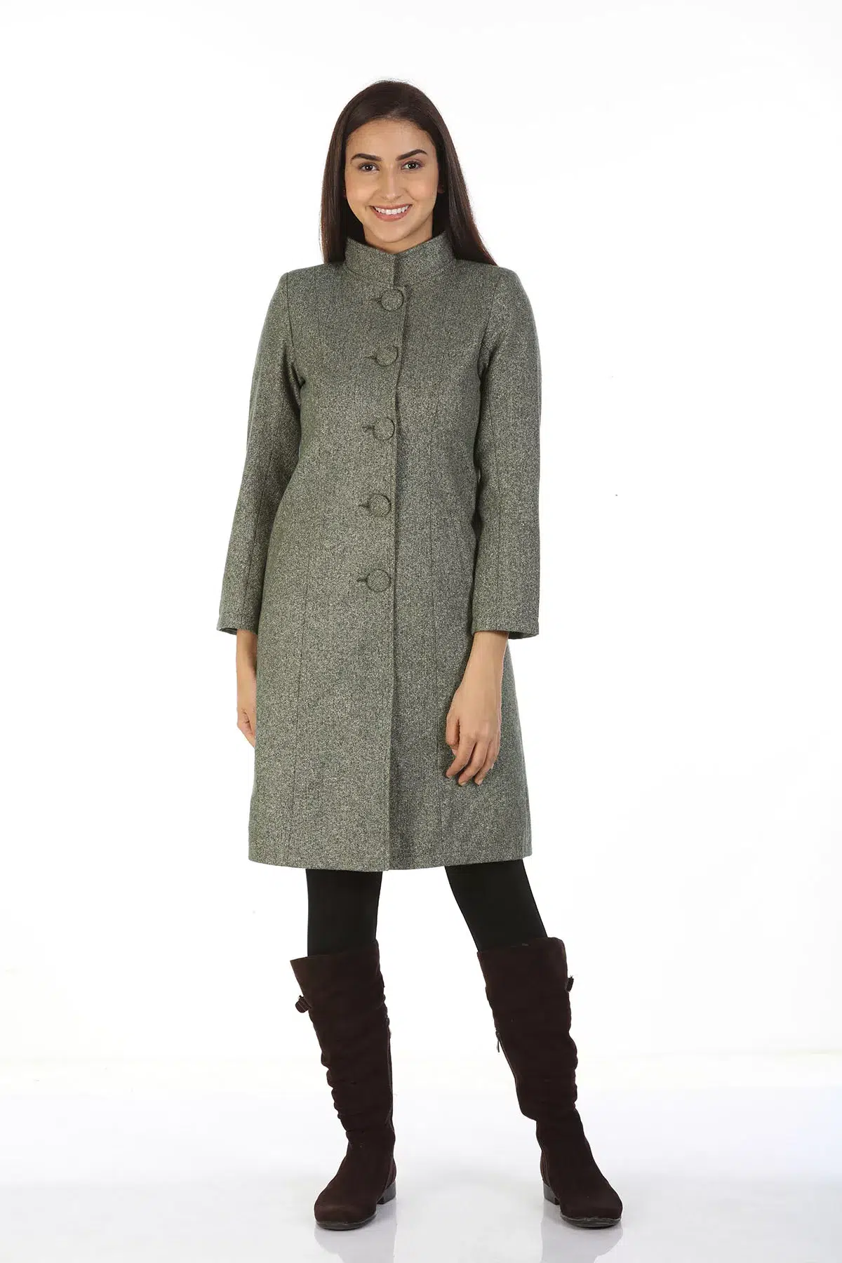 Woolen Collered Winter Overcoat (Grey) - Image 6