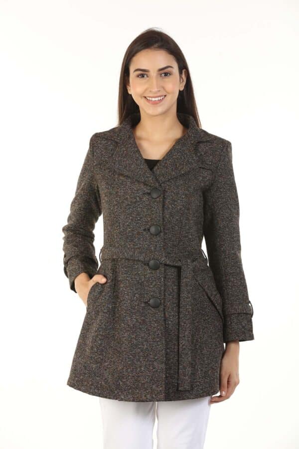Solid Brown Jacket For Women