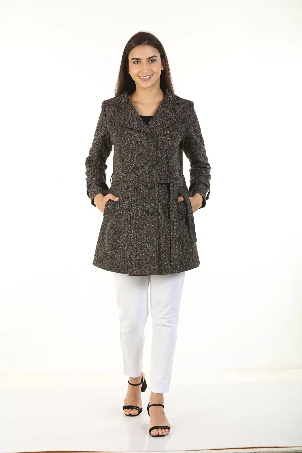 Solid Brown Jacket For Women