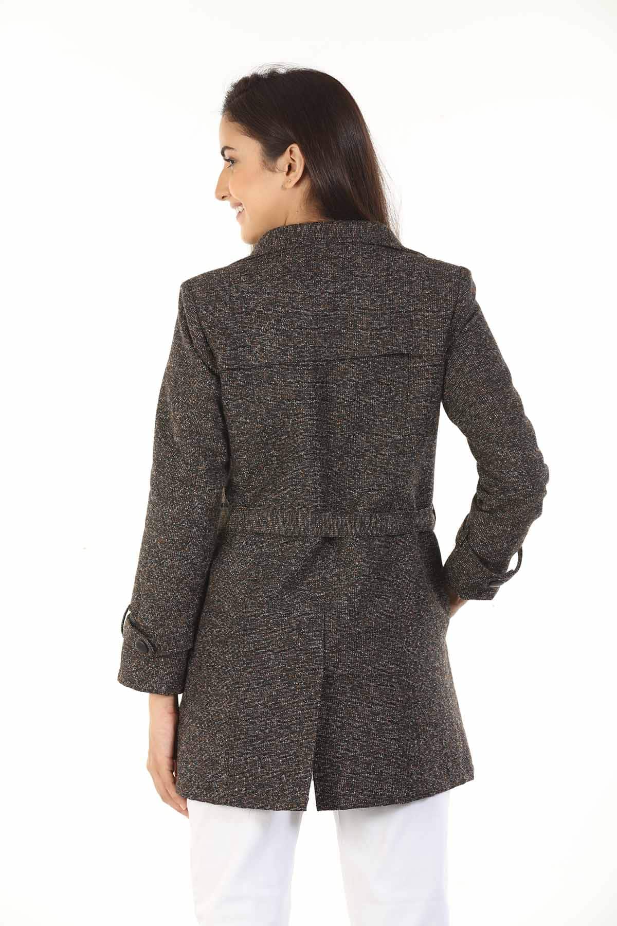 Solid Brown Jacket For Women