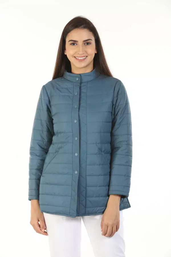 Polyester Women Blue Jacket