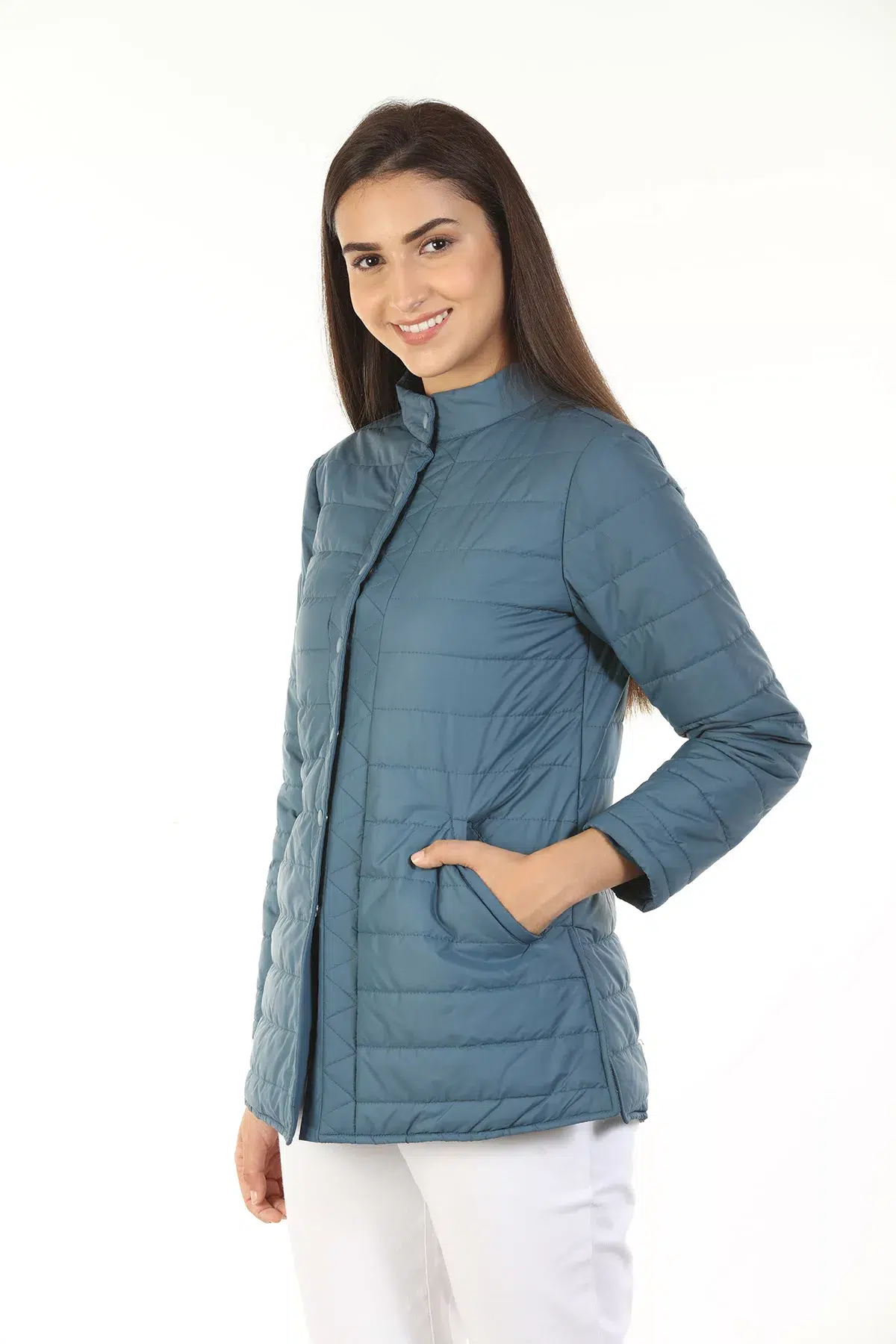 Polyester Women Blue Jacket