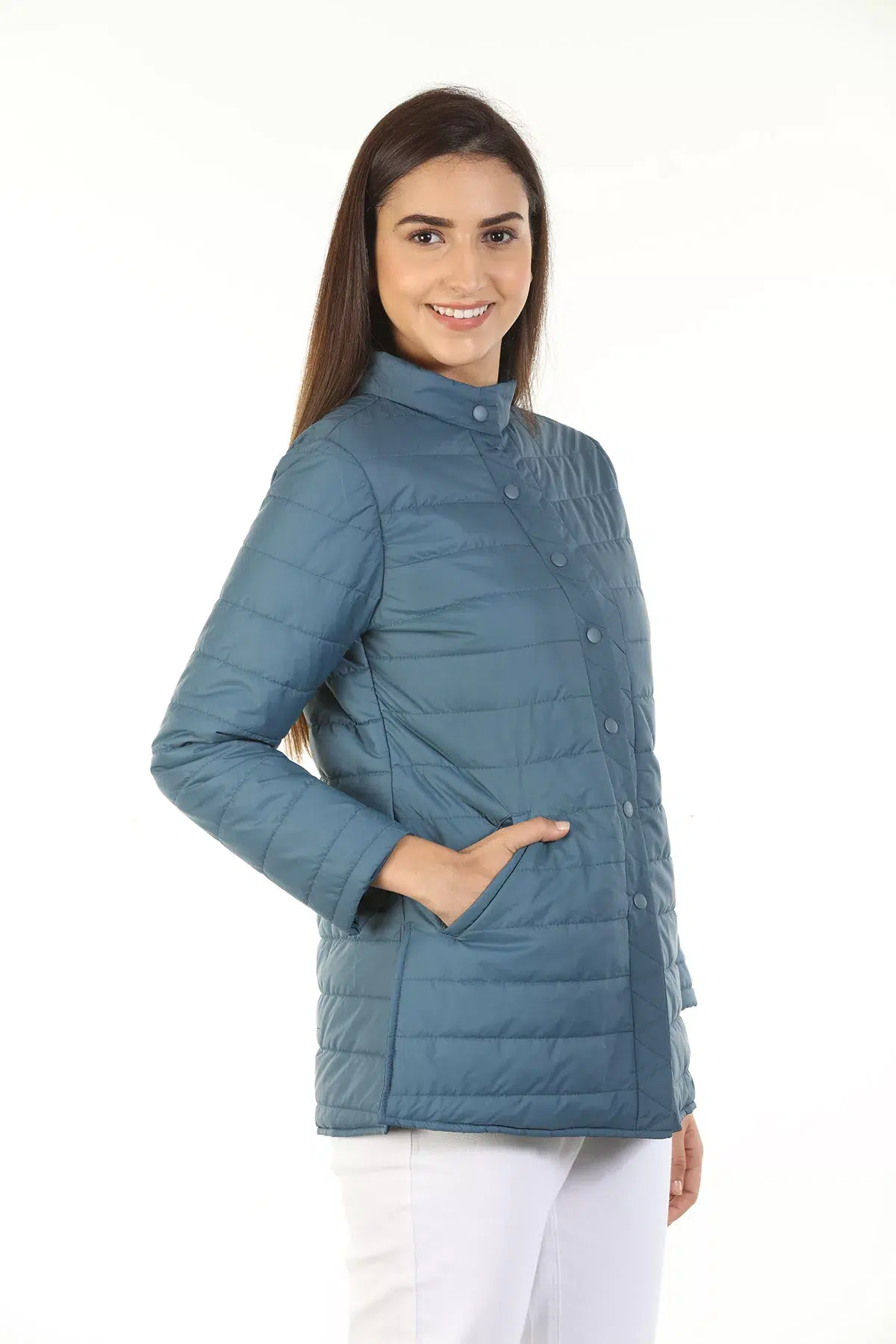 Polyester Women Blue Jacket