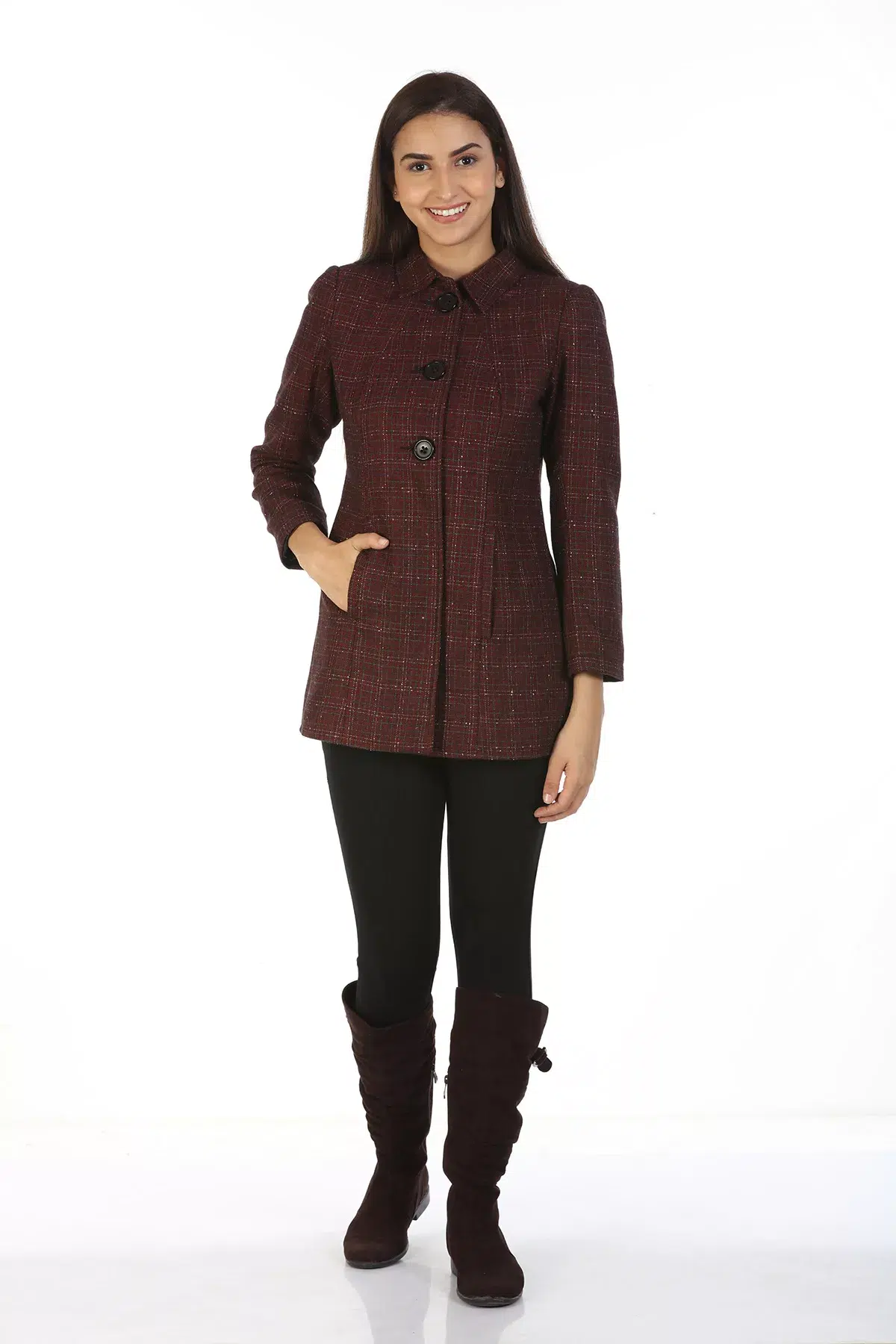 Maroon Jacket For Winter Ladies