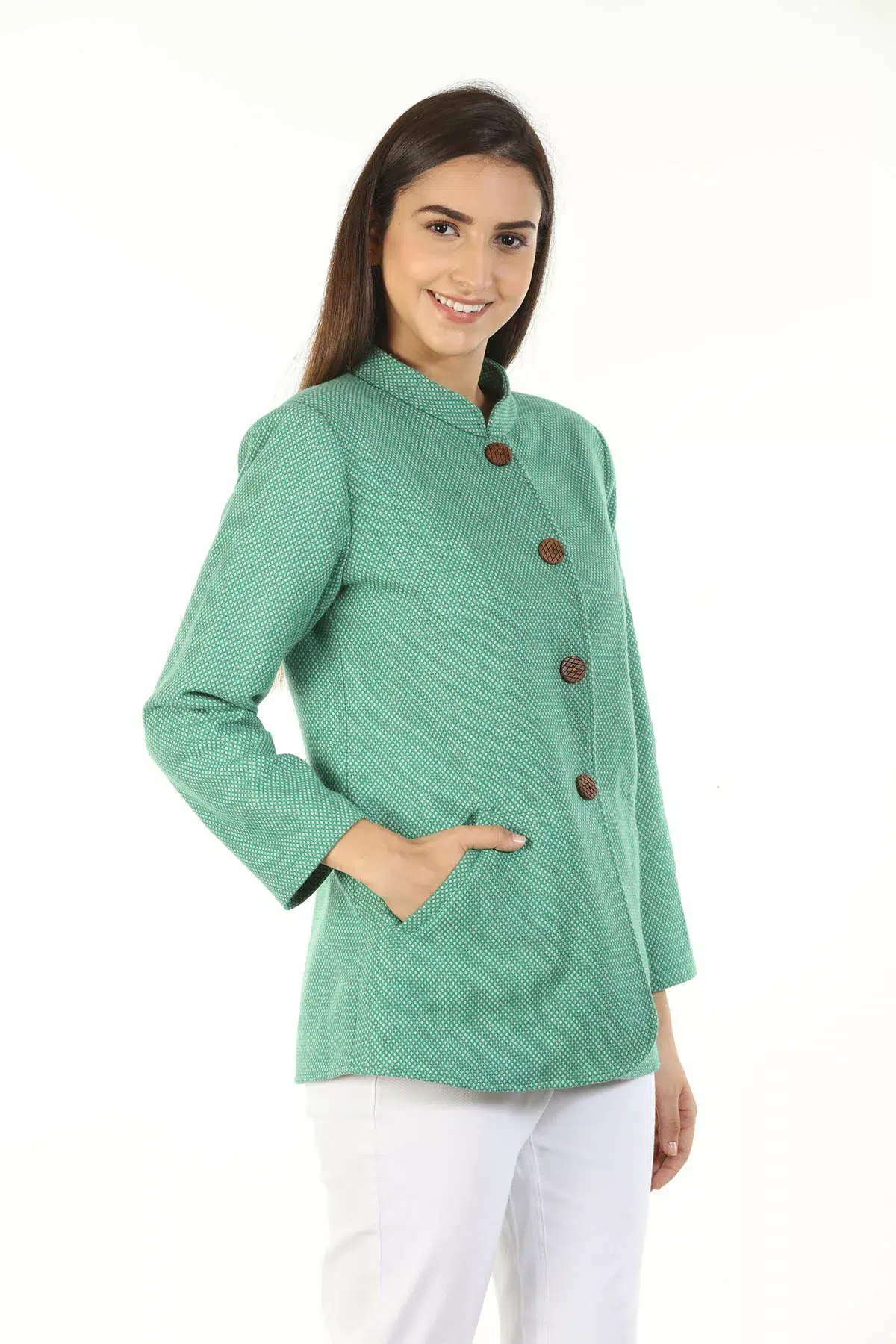 Green Woolen Jacket For Ladies