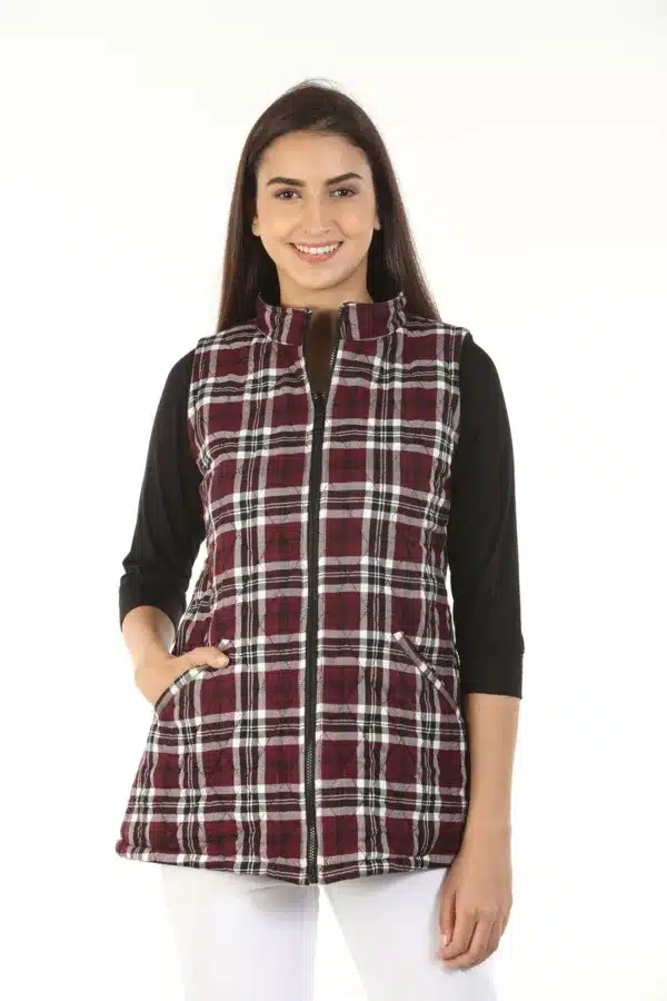 Sleeveless Wine Ladies Red Jacket