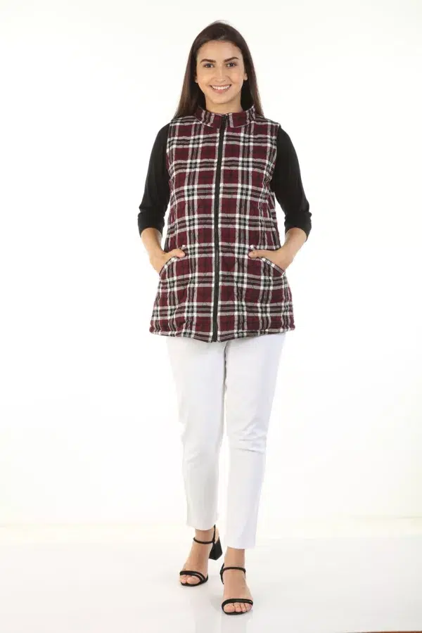 Sleeveless Wine Ladies Red Jacket