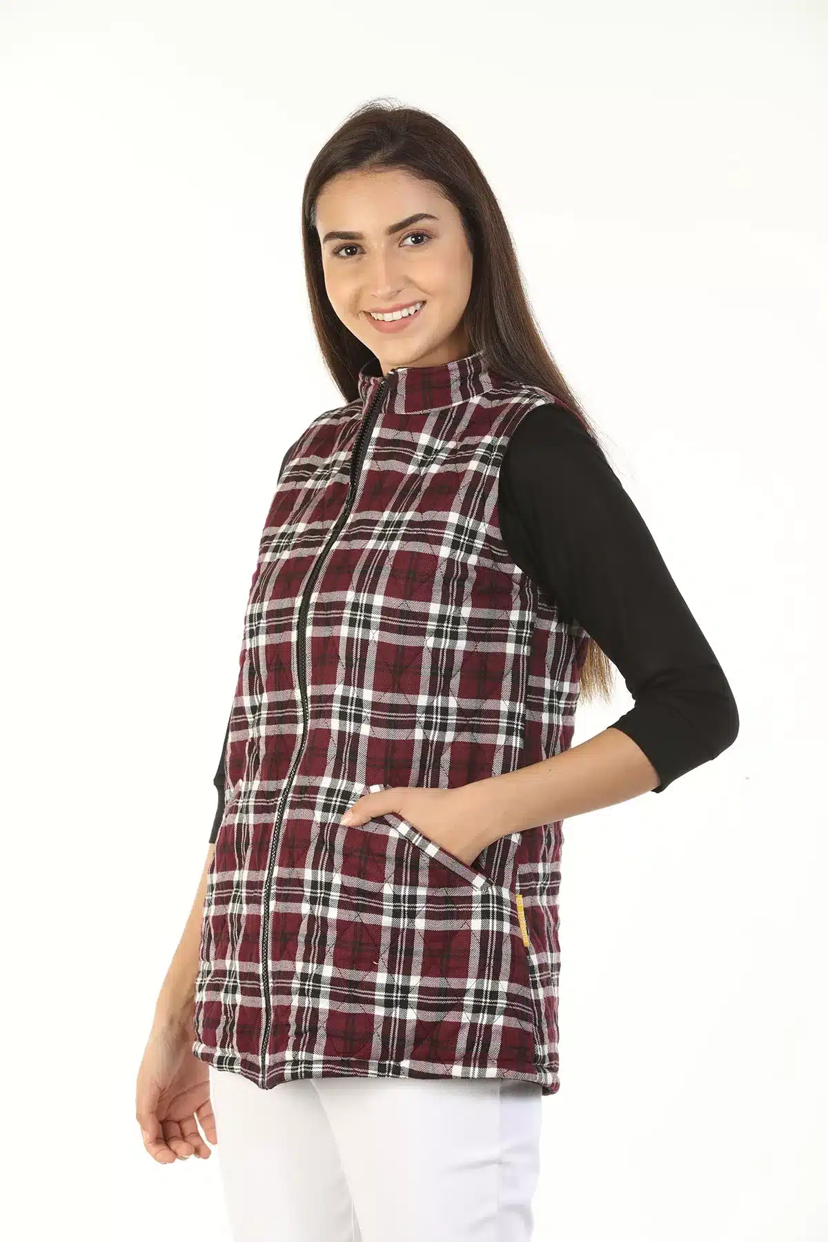 Sleeveless Wine Ladies Red Jacket
