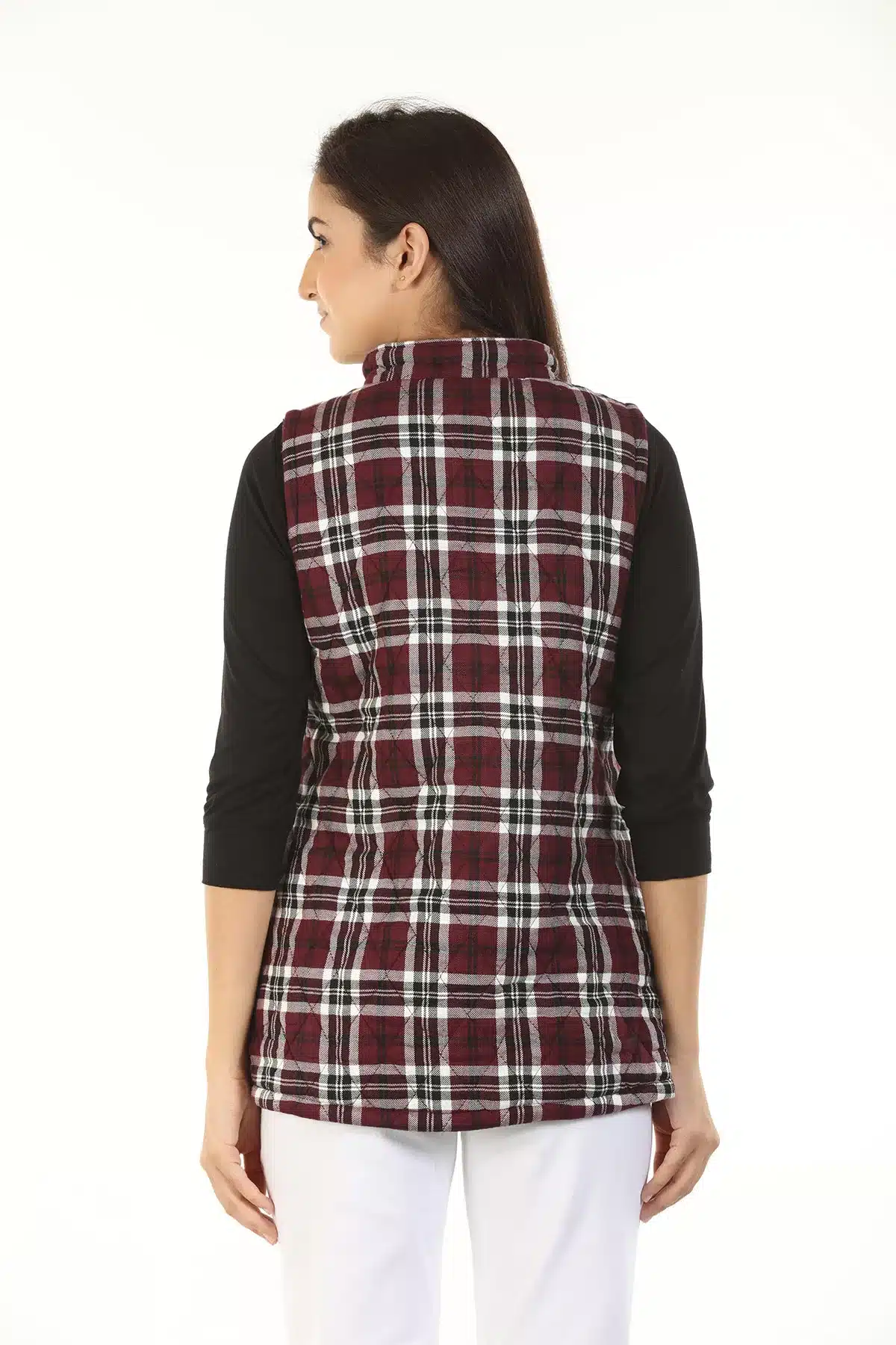 Sleeveless Wine Ladies Red Jacket