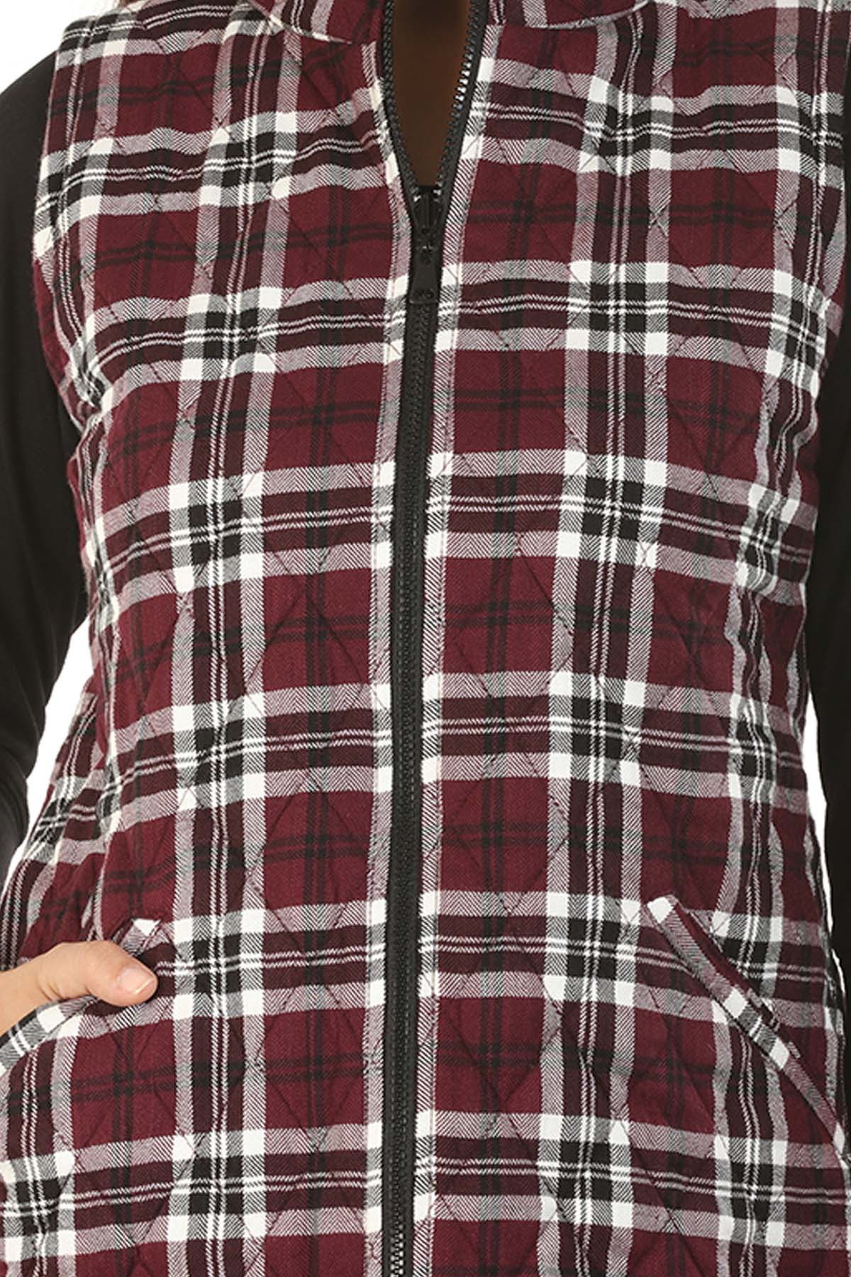Sleeveless Wine Ladies Red Jacket
