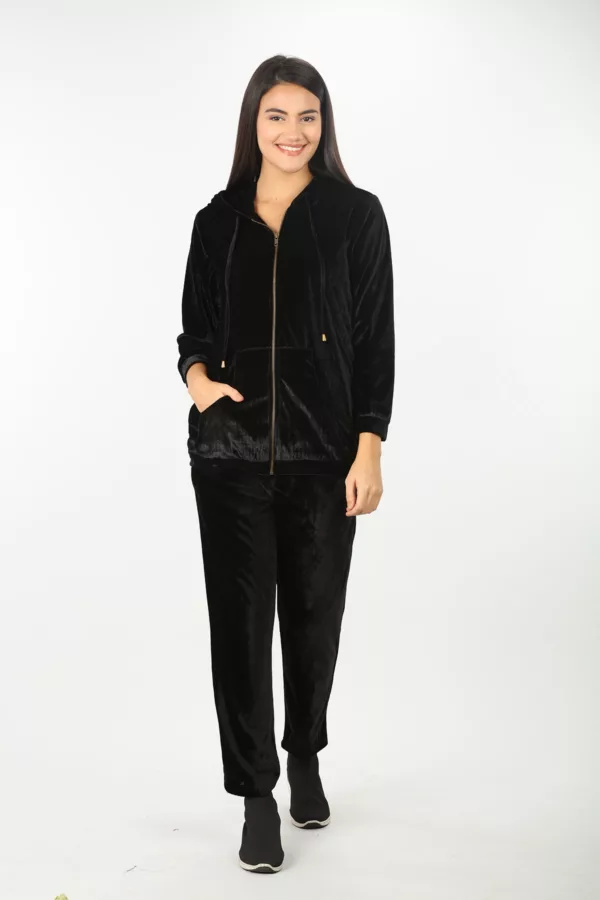 Solid Black Hoodie Women
