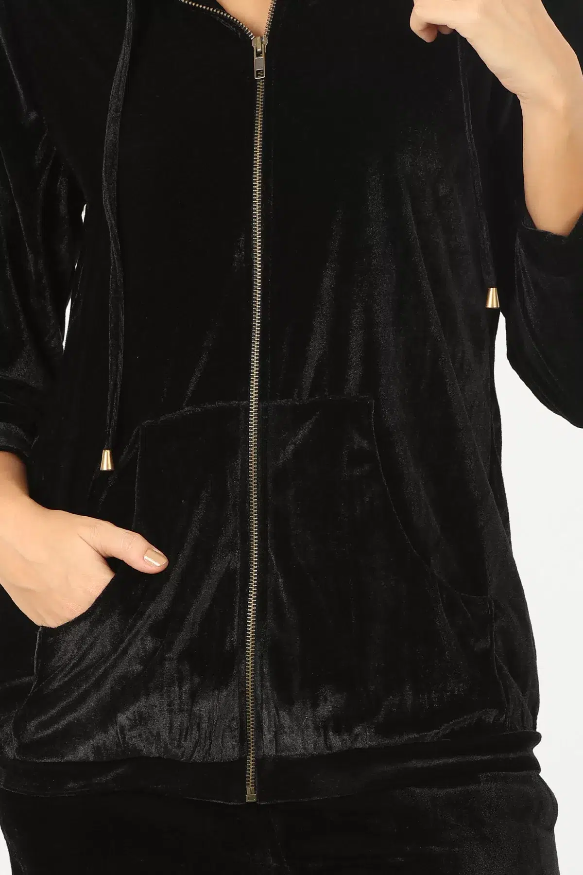 Solid Black Hoodie Women