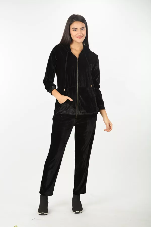 Solid Black Hoodie Women
