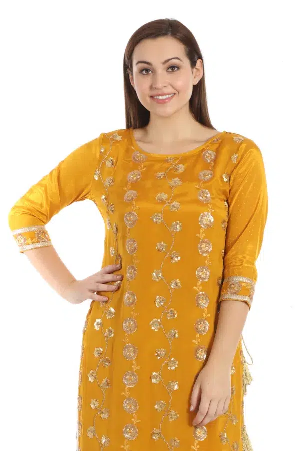 Embroidered Yellow Kurti For Women