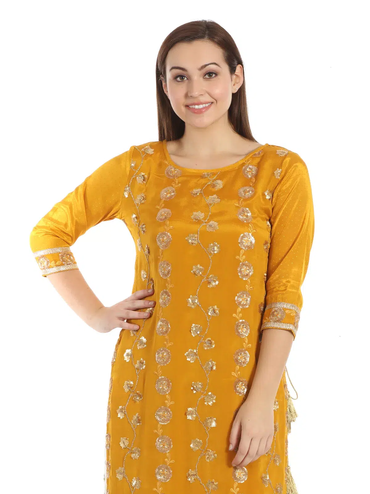 Embroidered Yellow Kurti For Women