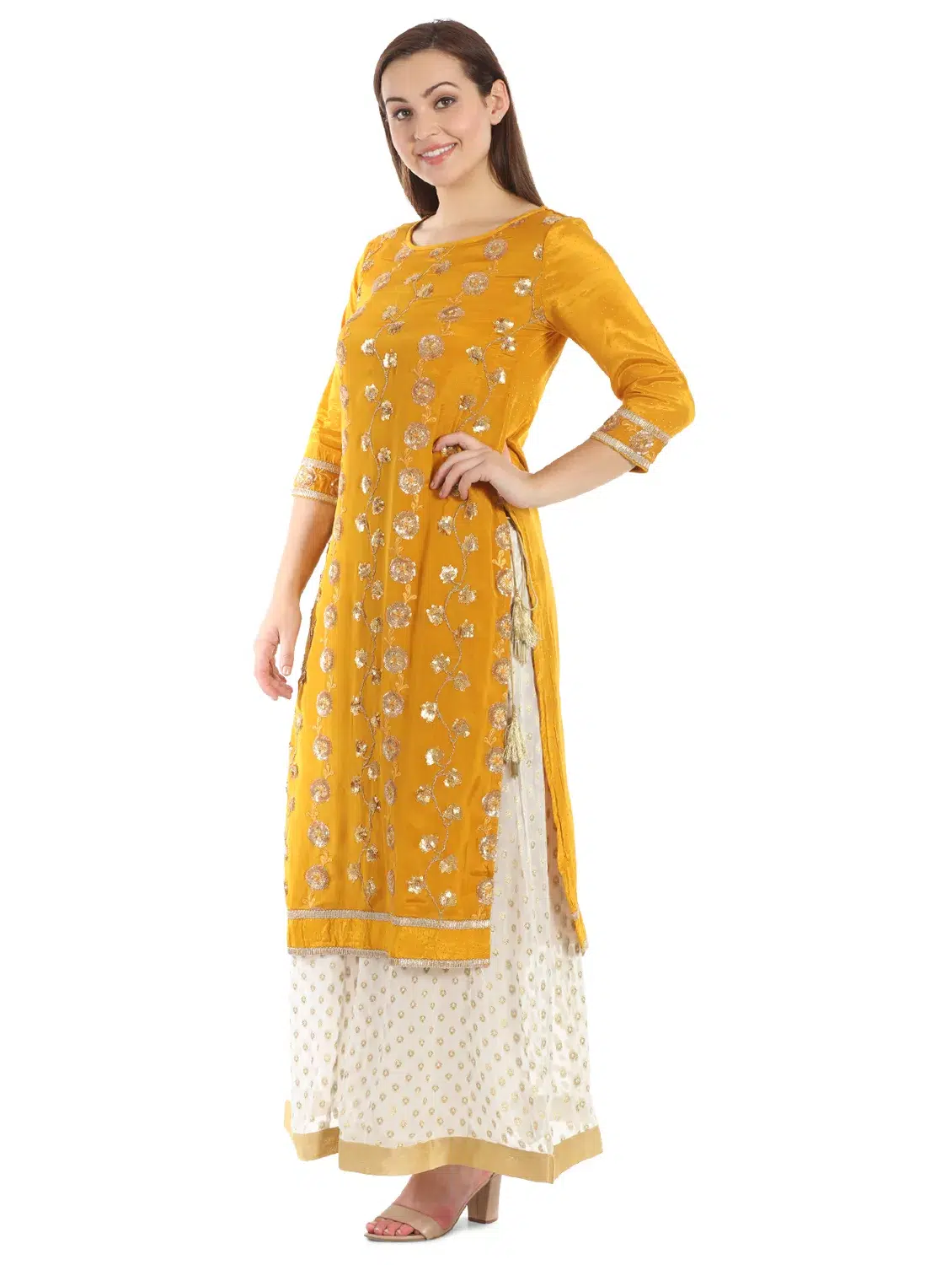 Embroidered Yellow Kurti For Women