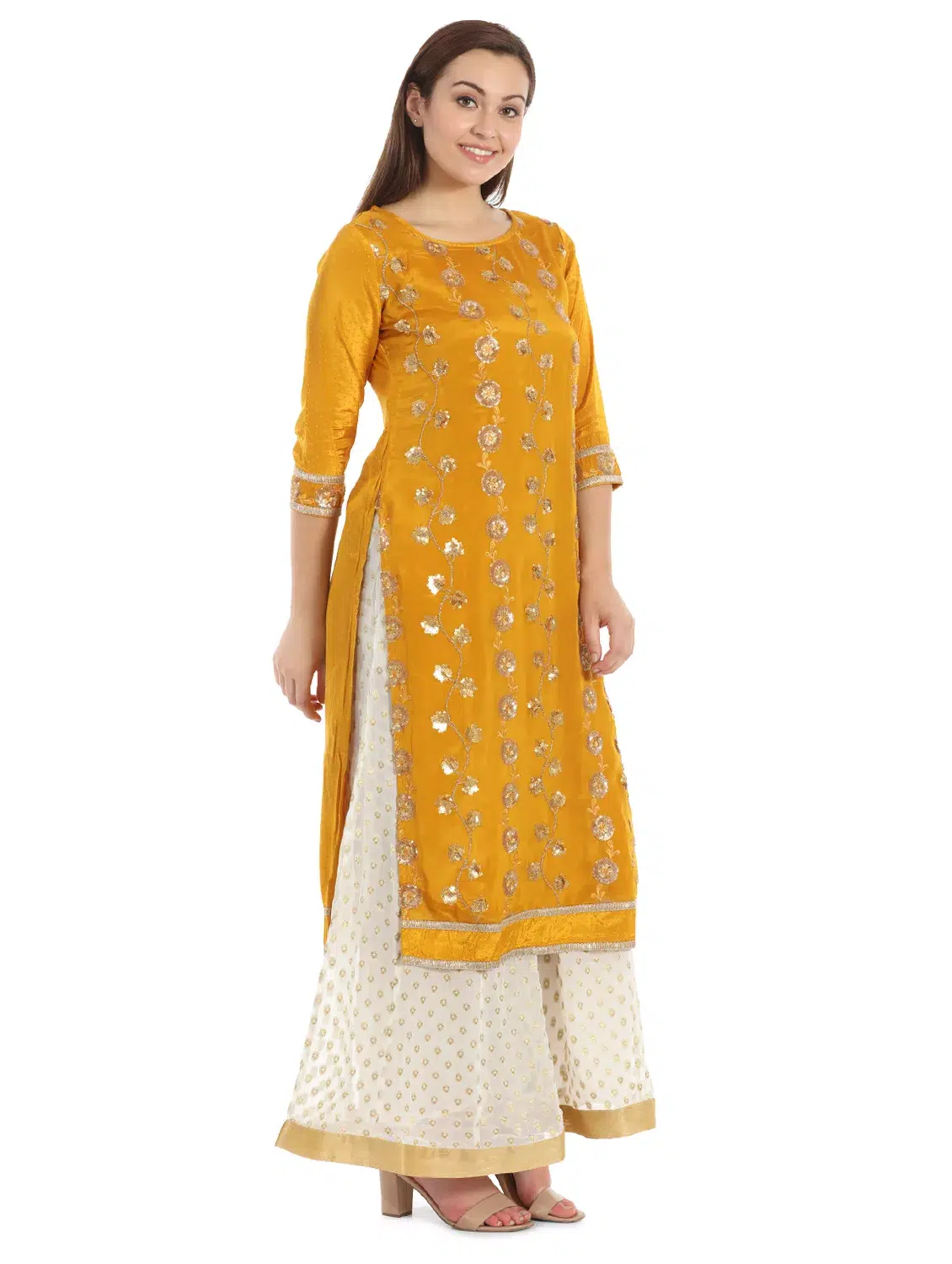 Embroidered Yellow Kurti For Women