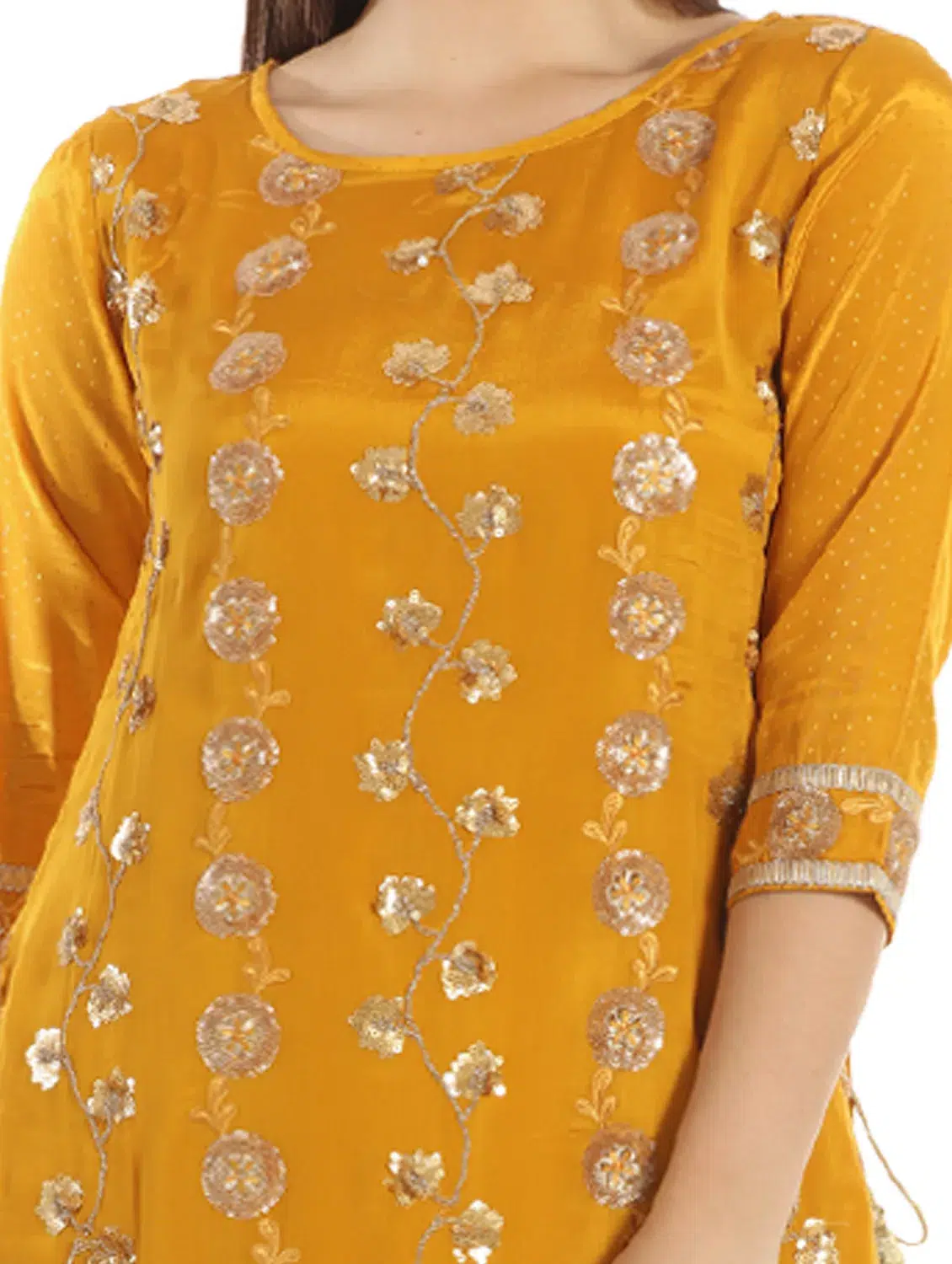 Embroidered Yellow Kurti For Women