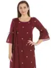 Solid Wine Colour Kurti For Women