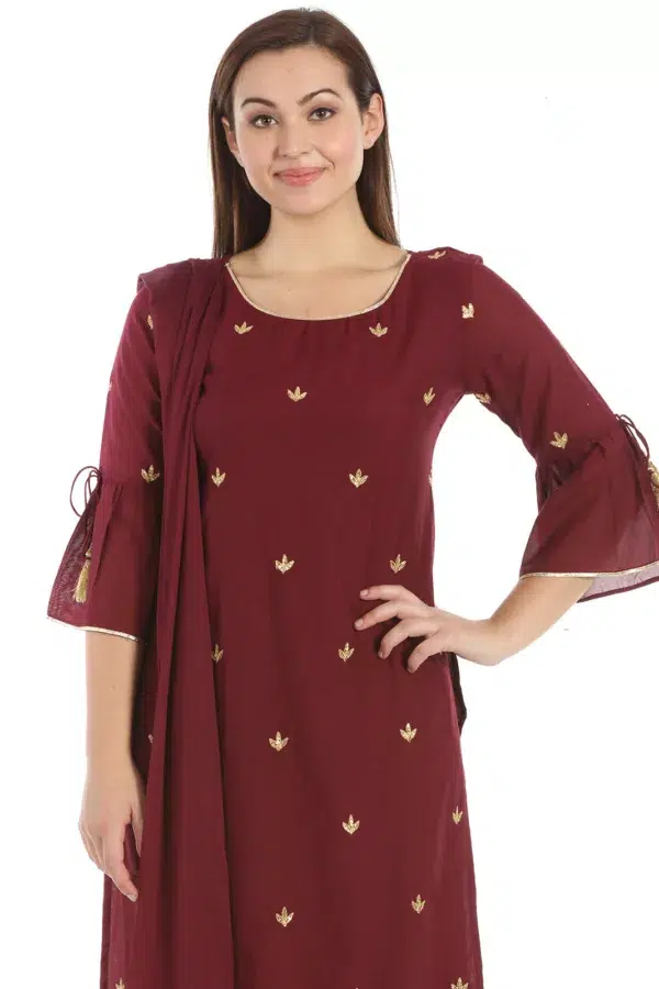 Solid Wine Colour Kurti For Women