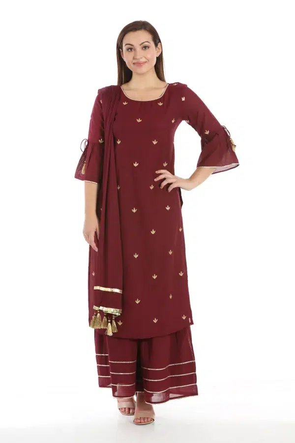 Solid Wine Colour Kurti For Women
