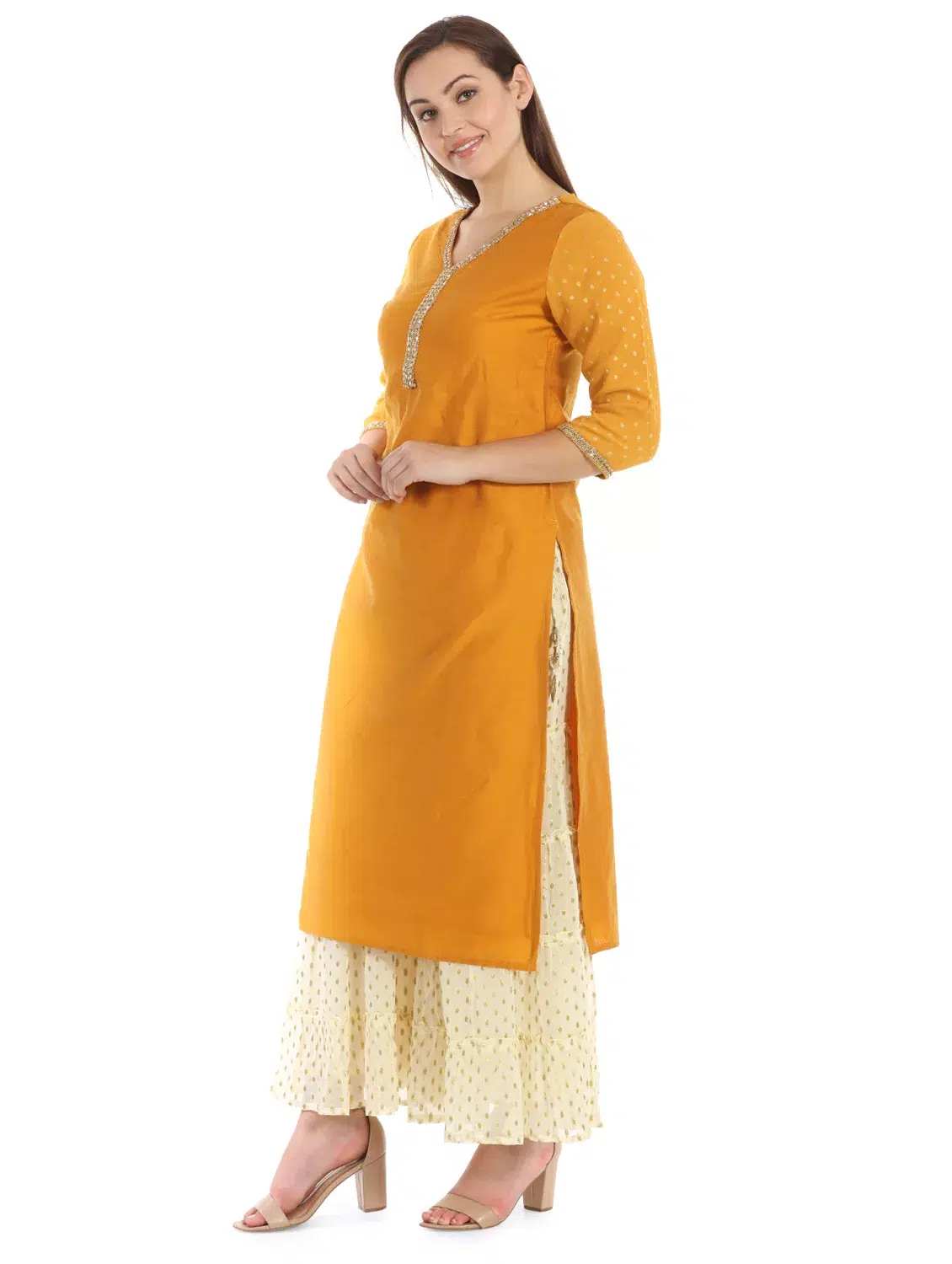 Coloured Silk & Georgette Kurti - Image 3