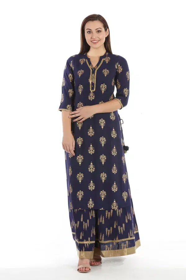 Printed Navy Blue Color Kurti For Women