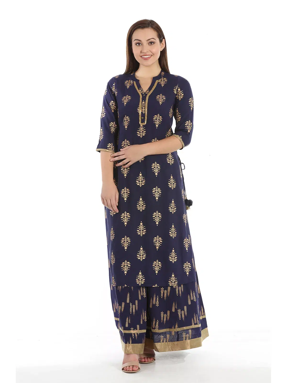 Printed Navy Blue Color Kurti For Women