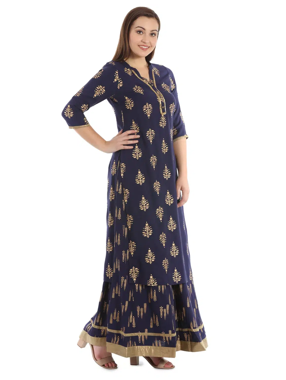 Printed Navy Blue Color Kurti For Women