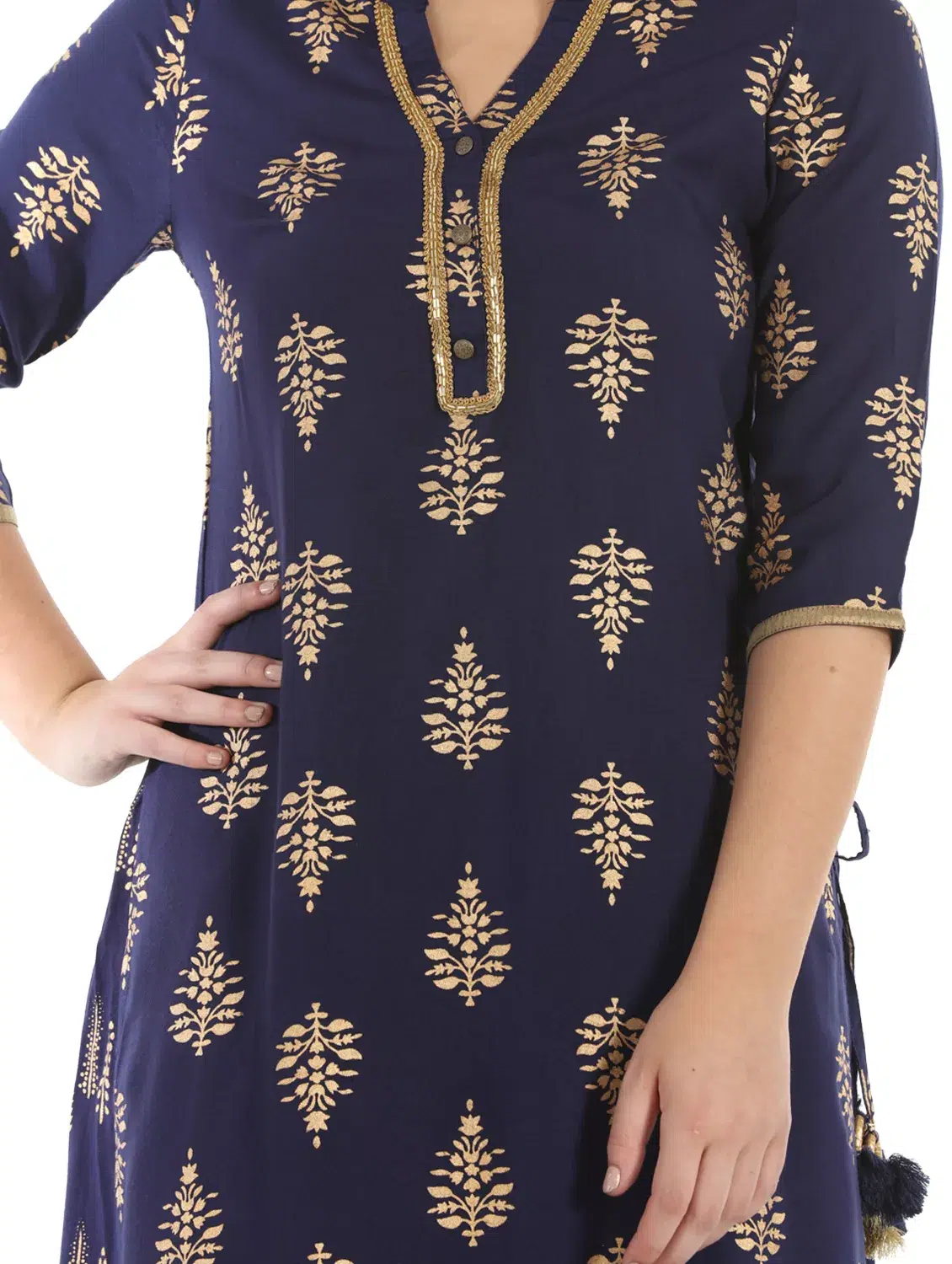 Printed Navy Blue Color Kurti For Women
