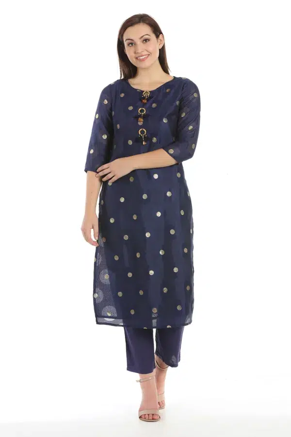 Printed Navy Blue Color Kurti For Women