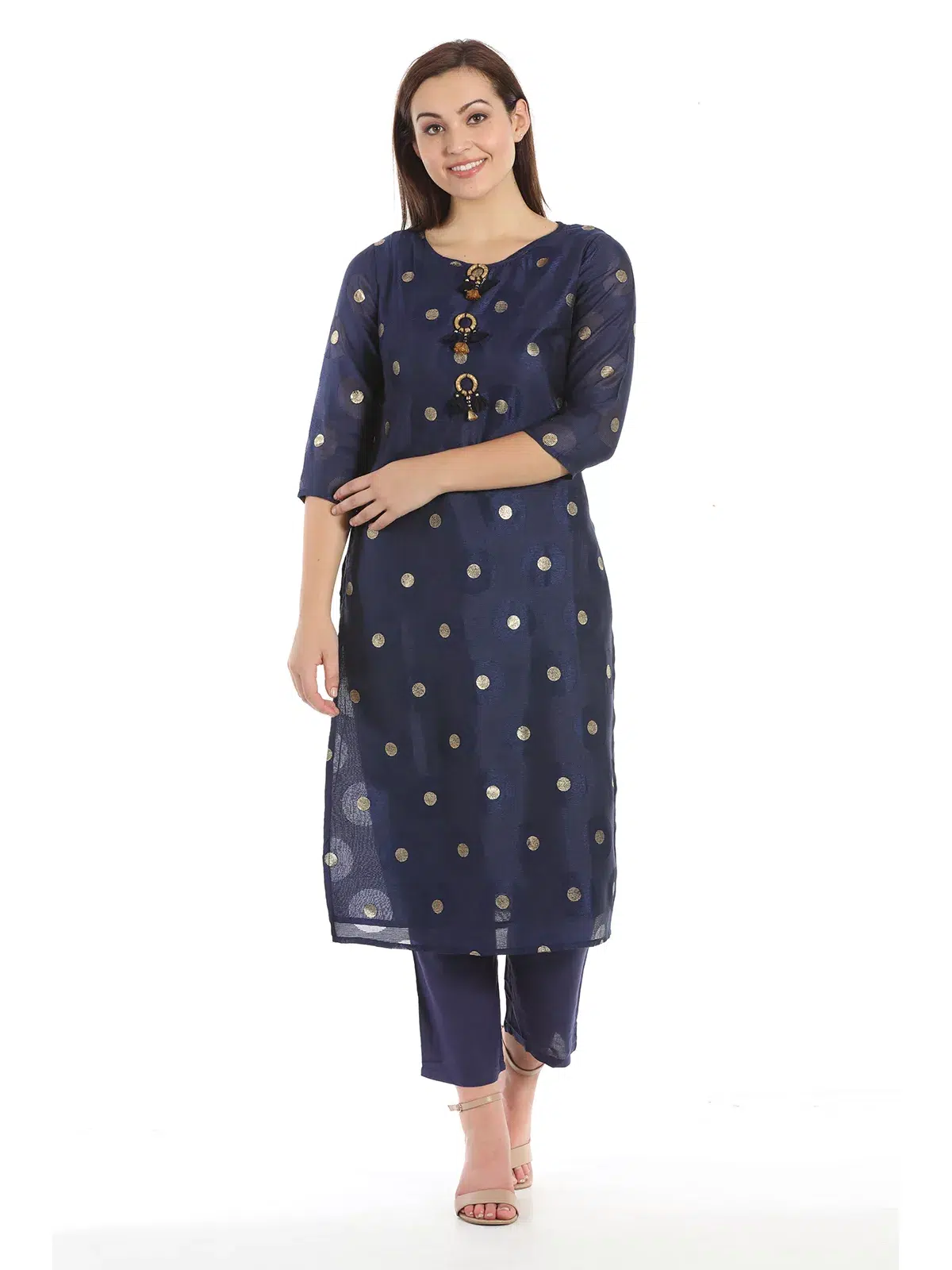 Printed Navy Blue Color Kurti For Women