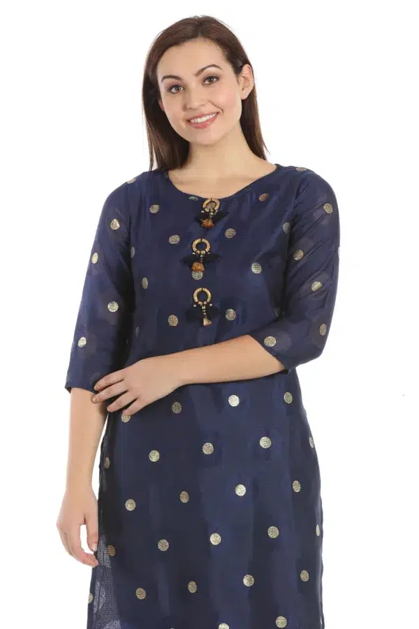 Printed Navy Blue Color Kurti For Women