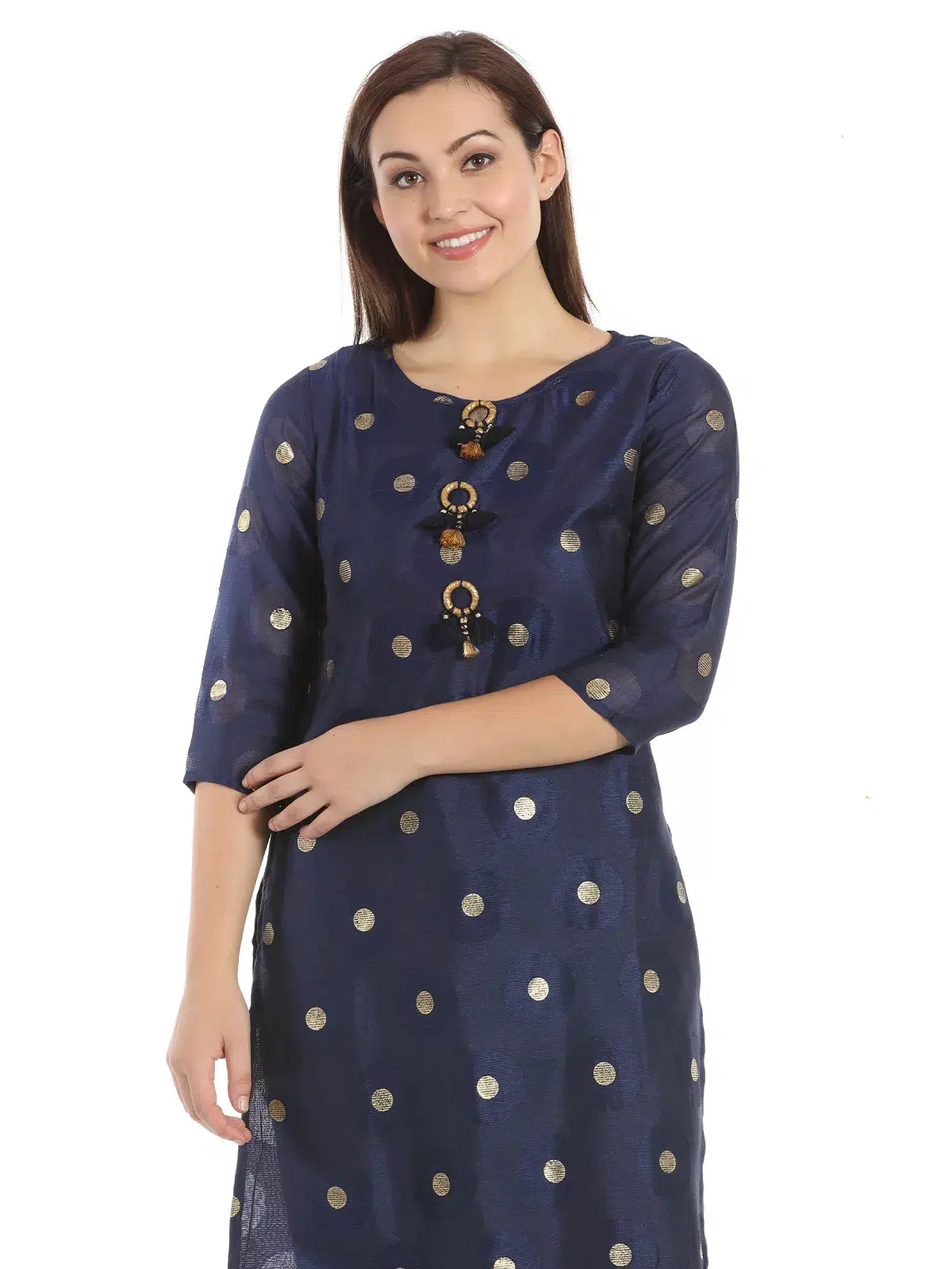 Printed Navy Blue Color Kurti For Women