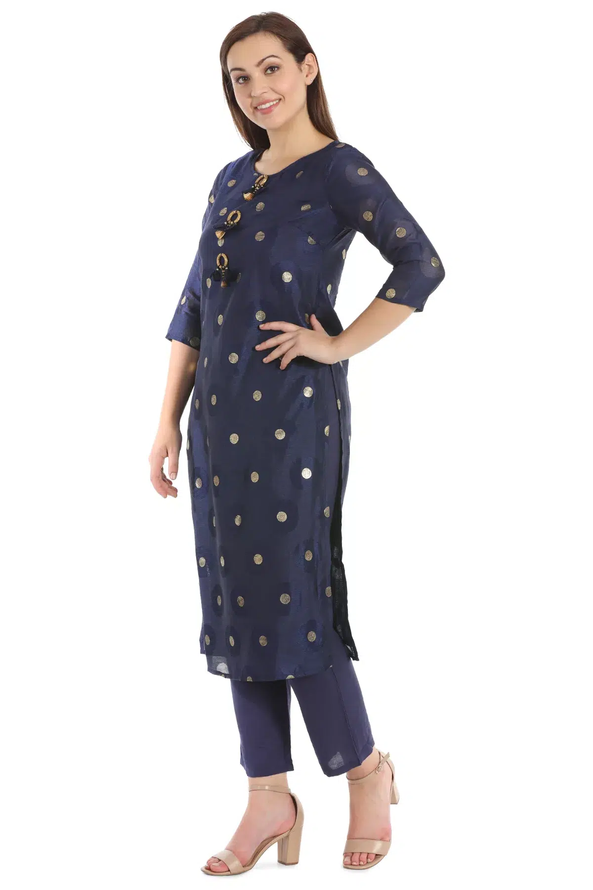 Printed Navy Blue Color Kurti For Women