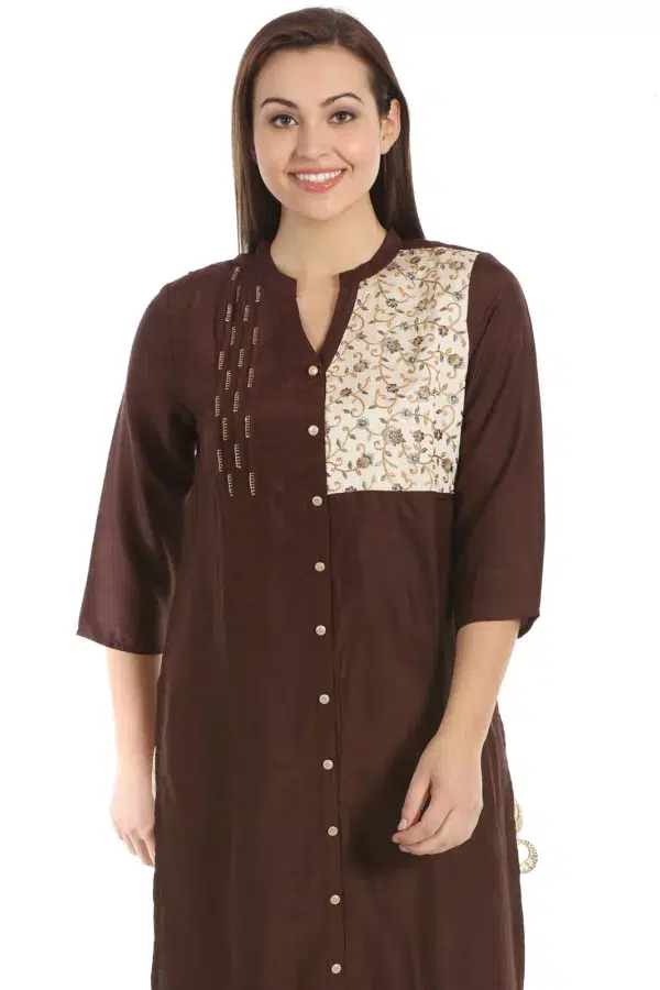 Embroidered Brown Kurtis For Women
