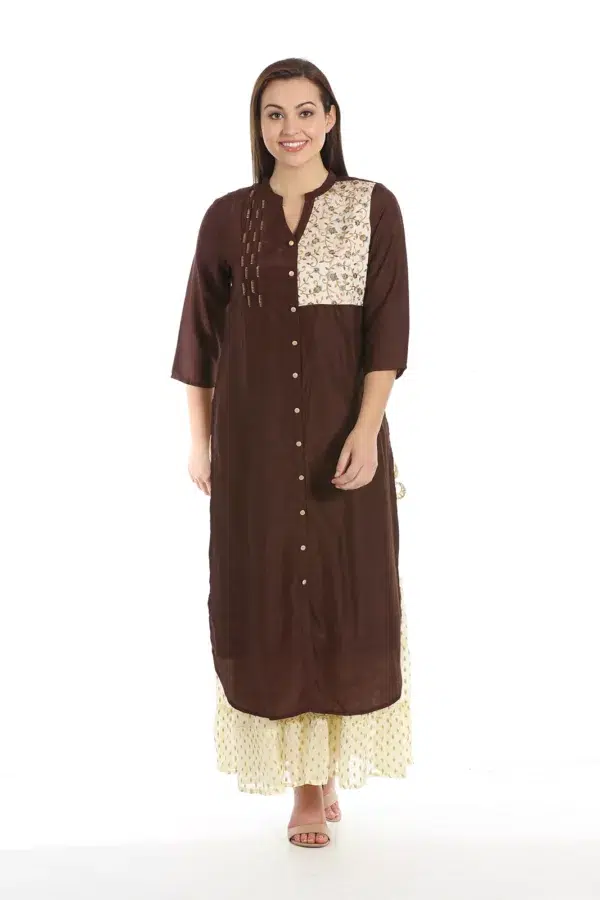 Embroidered Brown Kurtis For Women
