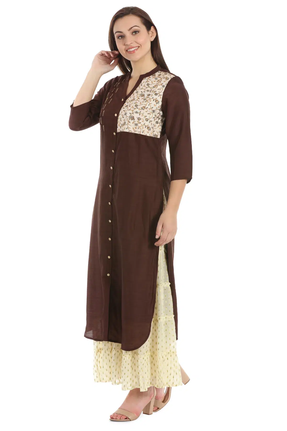Embroidered Brown Kurtis For Women