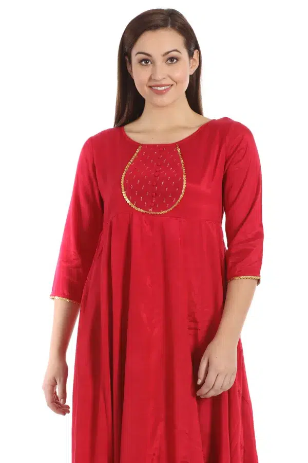 Solid Red Kurti For Women