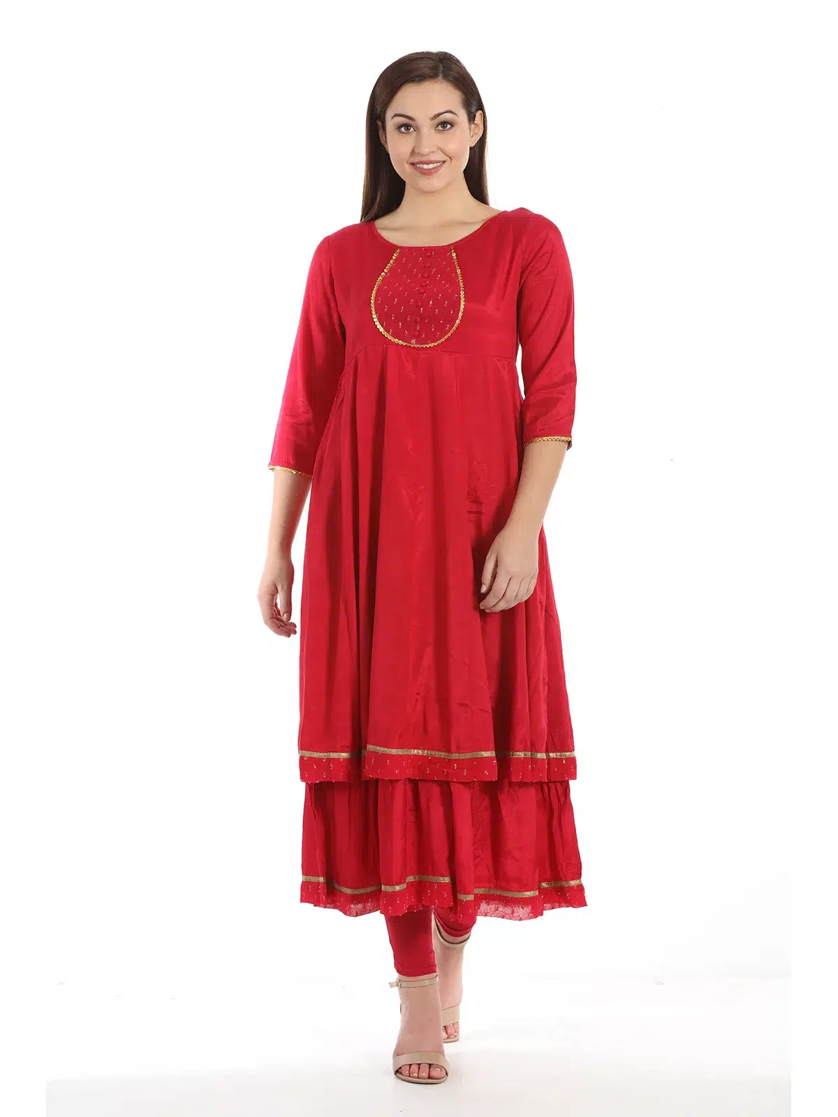 Solid Red Kurti For Women