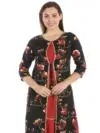 Floral Printed Black And Red Kurti For Women
