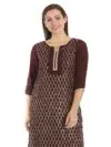 Embroidered Brown Kurti For Women