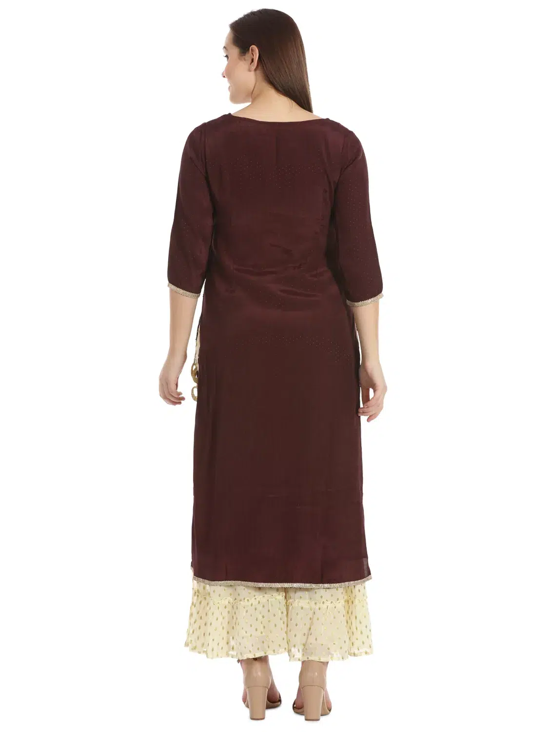 Embroidered Brown Kurti For Women