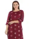 Embroidered Wine Colour Kurta For Women