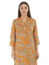 Orange Kurti For Women Printed