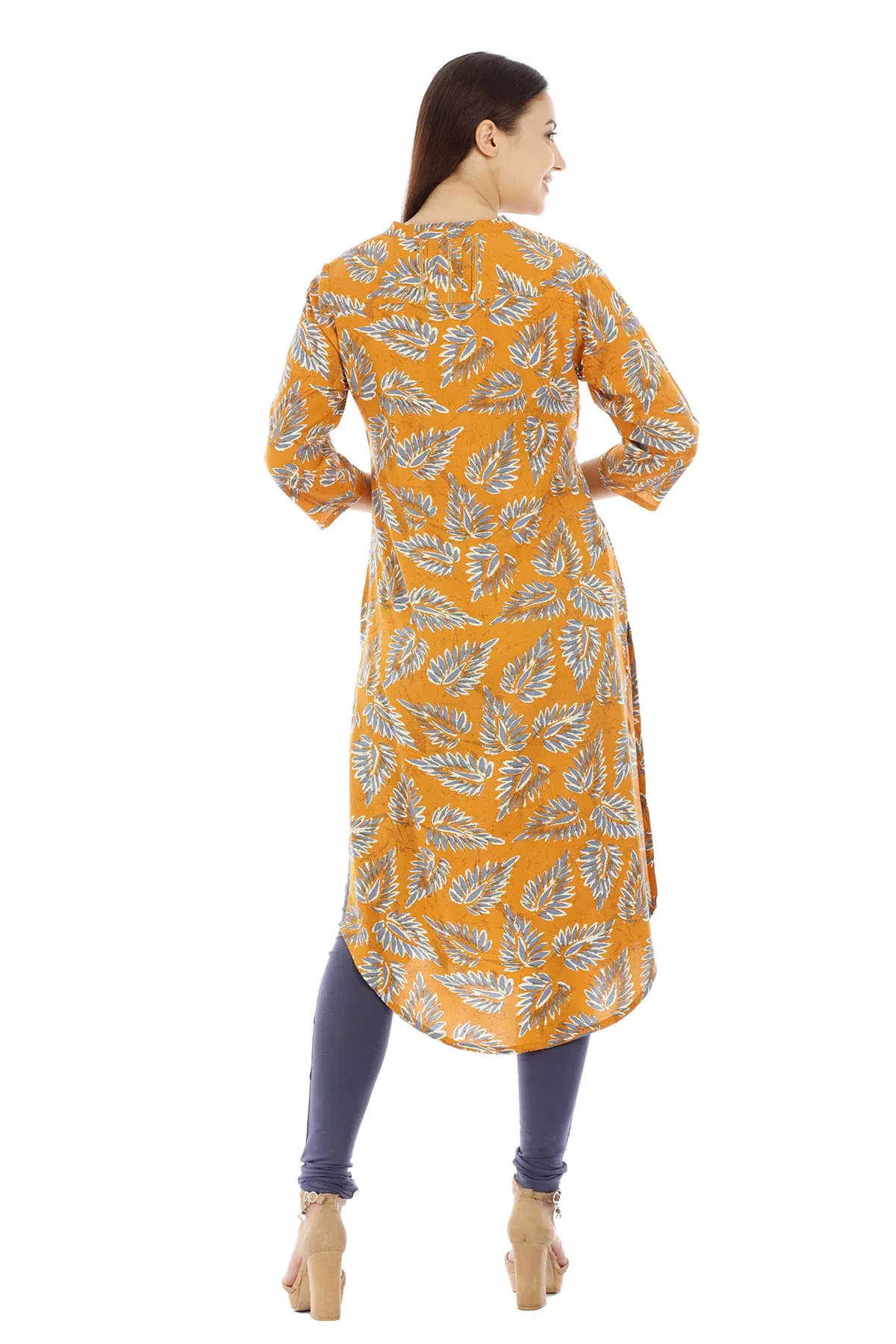Orange Kurti For Women Printed