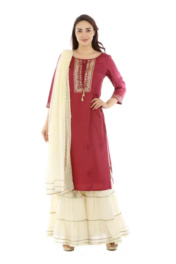 Solid Dark Pink Kurti For Women