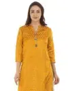 Textured Yellow Kurti For Haldi For Women